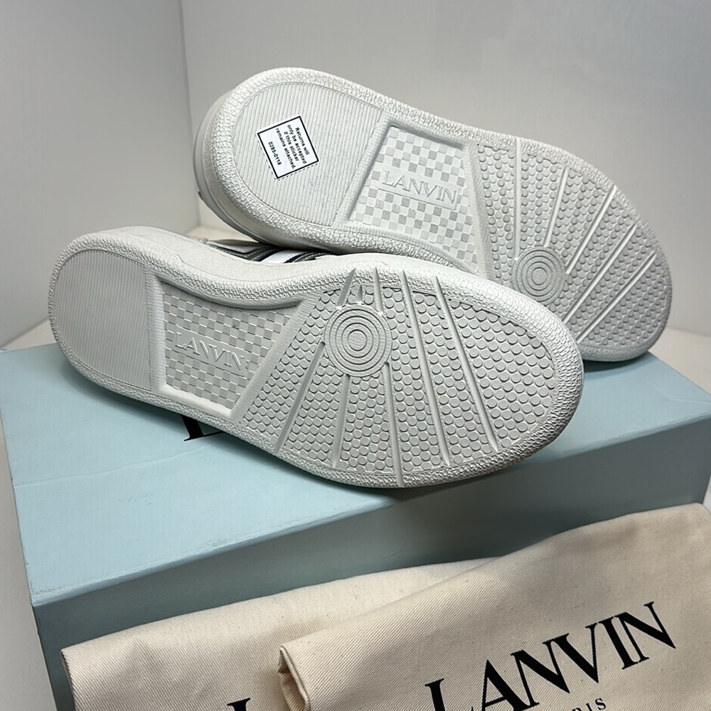 LANVIN men’s clay leather and mesh high top sneakers / size 8.5 US or 42 Europe - Picture 8 of 12
